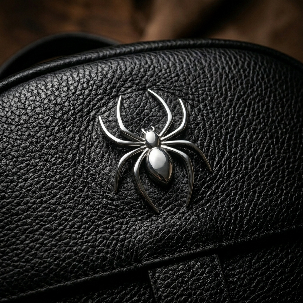 SPIDER pebbled leather with Alpha-01 spider emblem